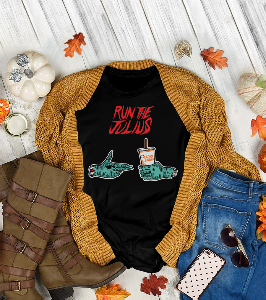 Run the Julius Orange Julius Zombie Hands with Drink Cup T-Shirt