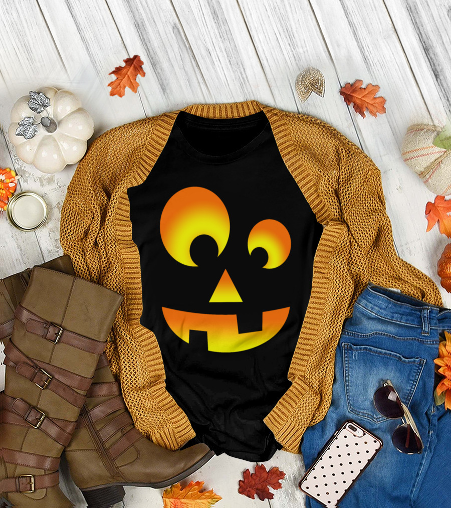 Cute Halloween Jack-O'-Lantern Face T-Shirt