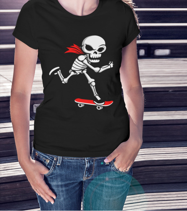 Skeleton Skateboarder Skull Treetwear Fun T-Shirt
