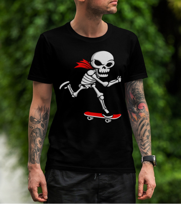 Skeleton Skateboarder Skull Treetwear Fun T-Shirt