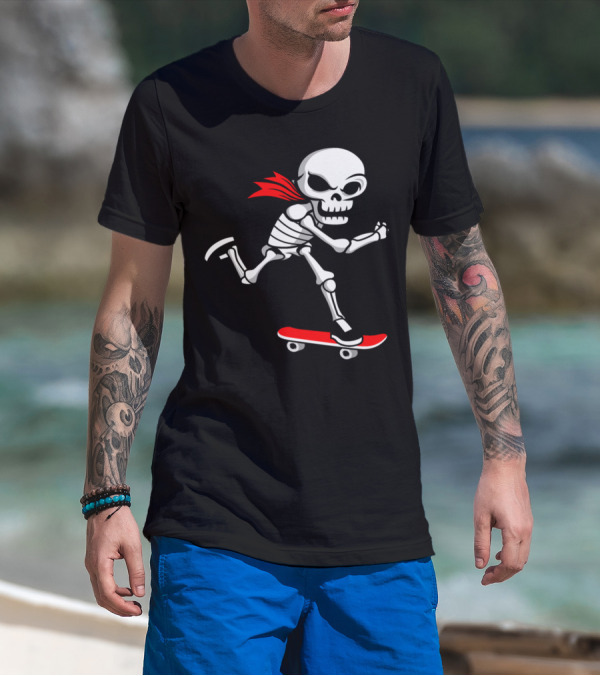Skeleton Skateboarder Skull Treetwear Fun T-Shirt