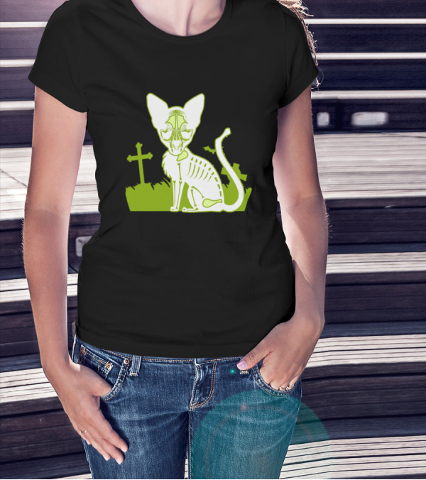 Skeleton Cat Cemetery By DiegoRamonArt T-Shirt