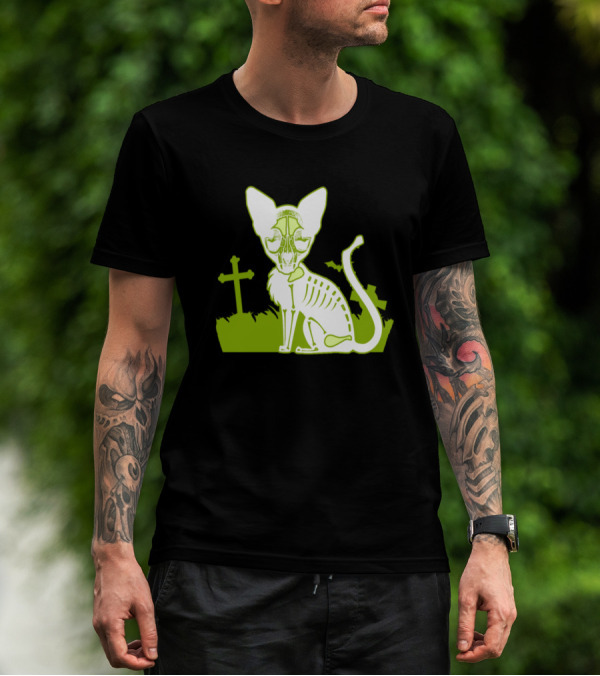 Skeleton Cat Cemetery By DiegoRamonArt T-Shirt