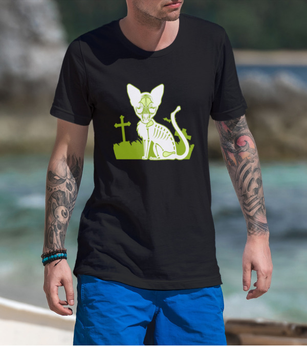 Skeleton Cat Cemetery By DiegoRamonArt T-Shirt