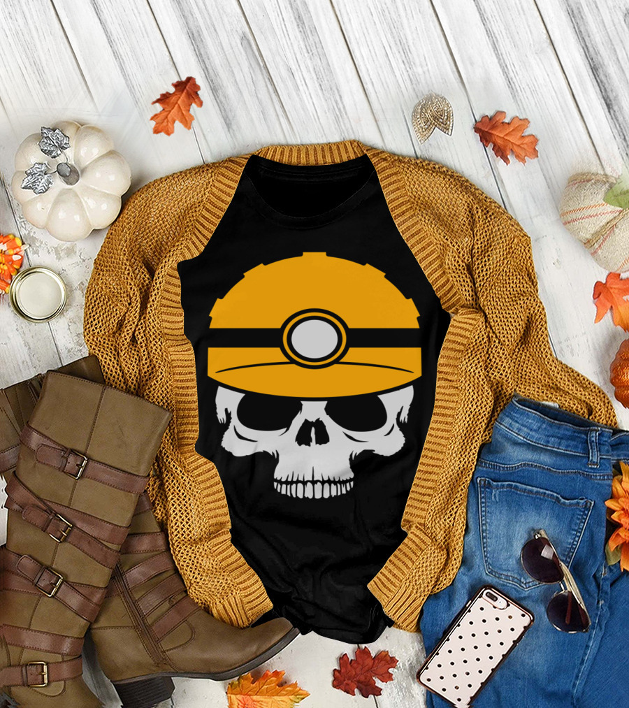 Dead Skull Skeleton Skull Head Bone Helmet Light Emblem T-Shirt