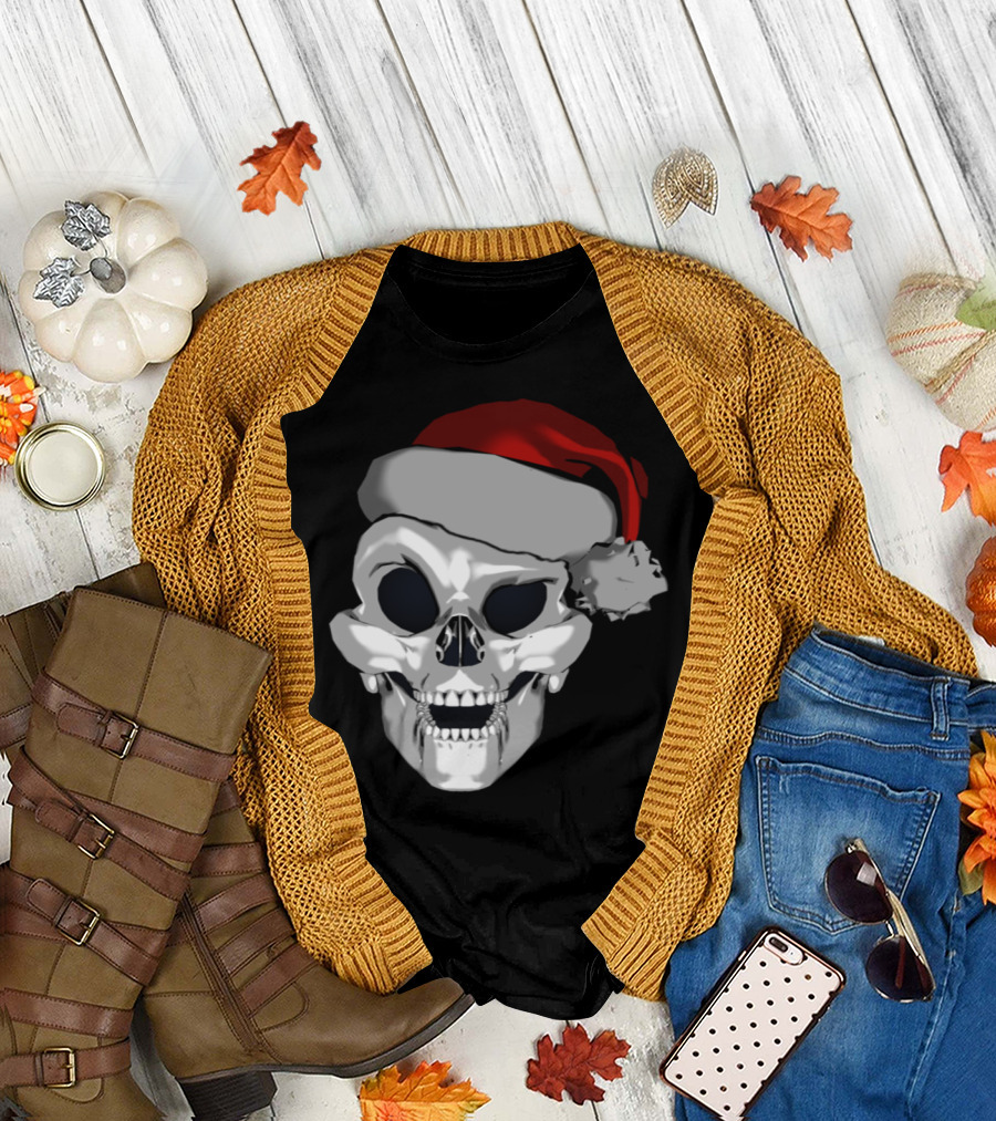Crazy Santa Skull Holiday T-Shirt
