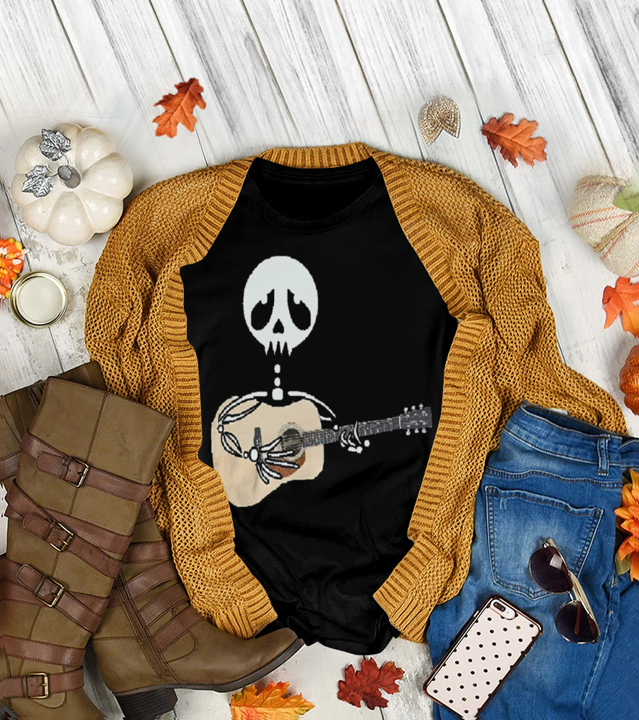 Even When I'm Dead Skeleton Playing Guitar T-Shirt
