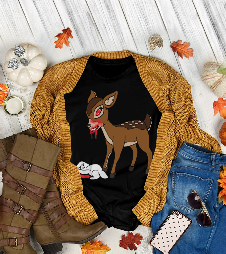Deercula Halloween Monster Zombie Horror Bloody Vampire Deer T-Shirt