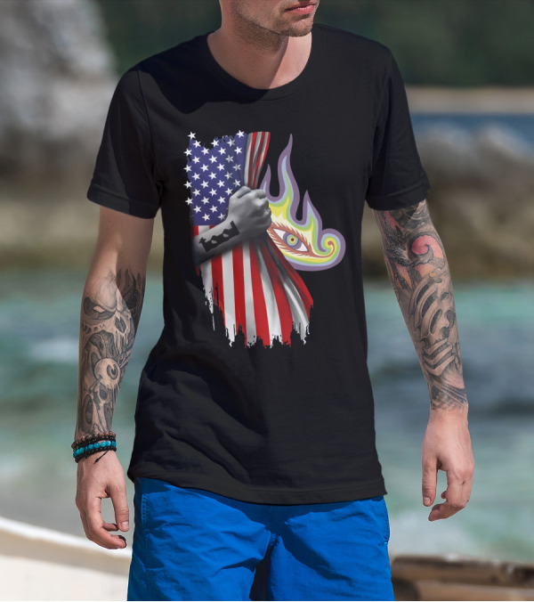 Tool Rock Band American Flag Psychedelic Eye Tattoo T-Shirt