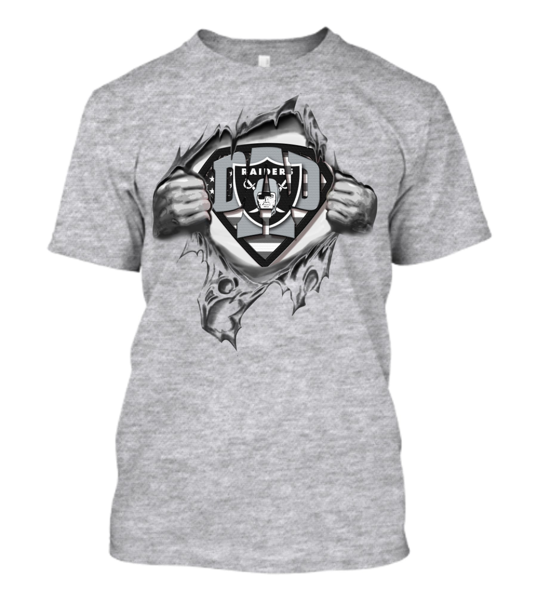 Superdad Raiders Shield Emblem With Tear Effect And Hands Revealing T-Shirt