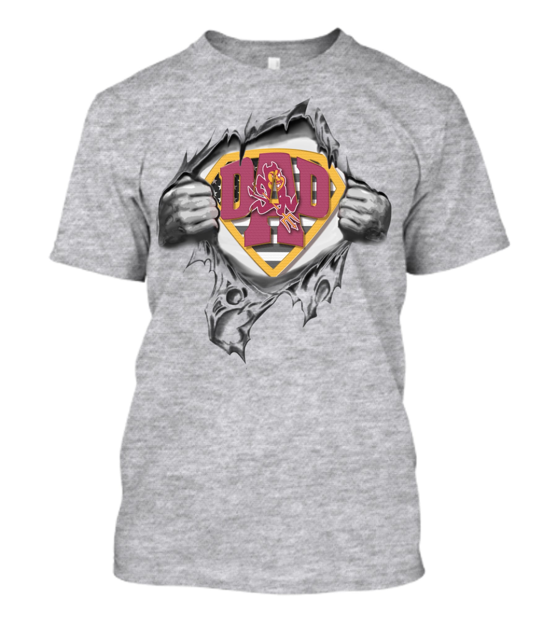 Superdad Arizona State Sun Devils Logo Hero Torn Chest T-Shirt