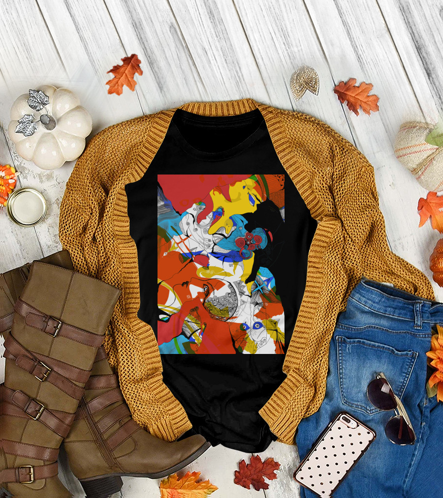 Random Thoughts Vibrant Abstract Art with Colorful Intricate T-Shirt