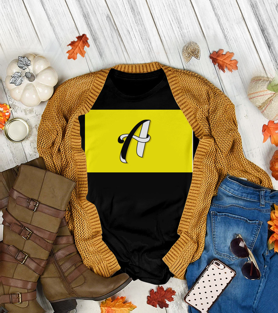 Letter A Bold Modern Typography Yellow Background Iconic T-Shirt