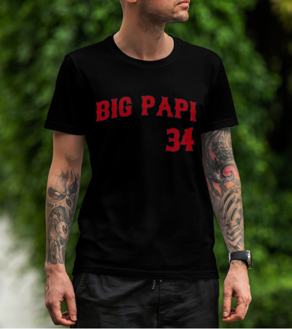Boston Red Sox David Ortiz Big Papi 34 Jersey Men Size Softball T-Shirt