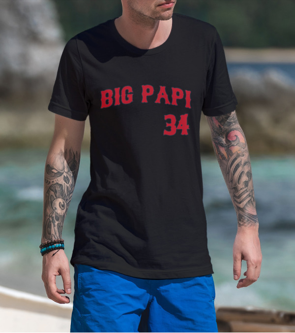Boston Red Sox David Ortiz Big Papi 34 Jersey Men Size Softball T-Shirt