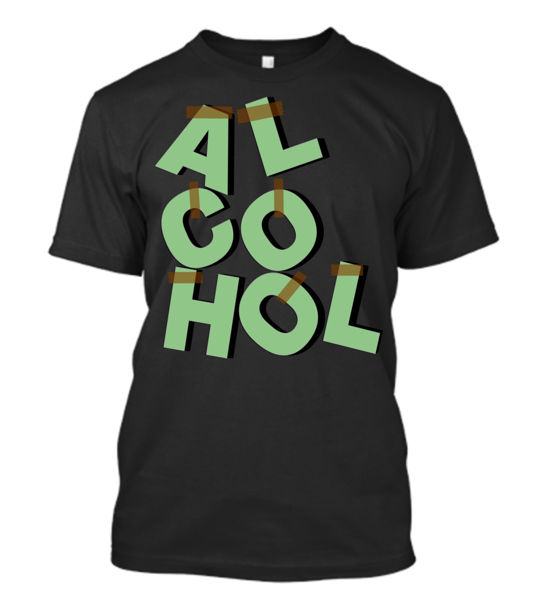 ALCOHOL Letters Secured With Tape T-Shirt