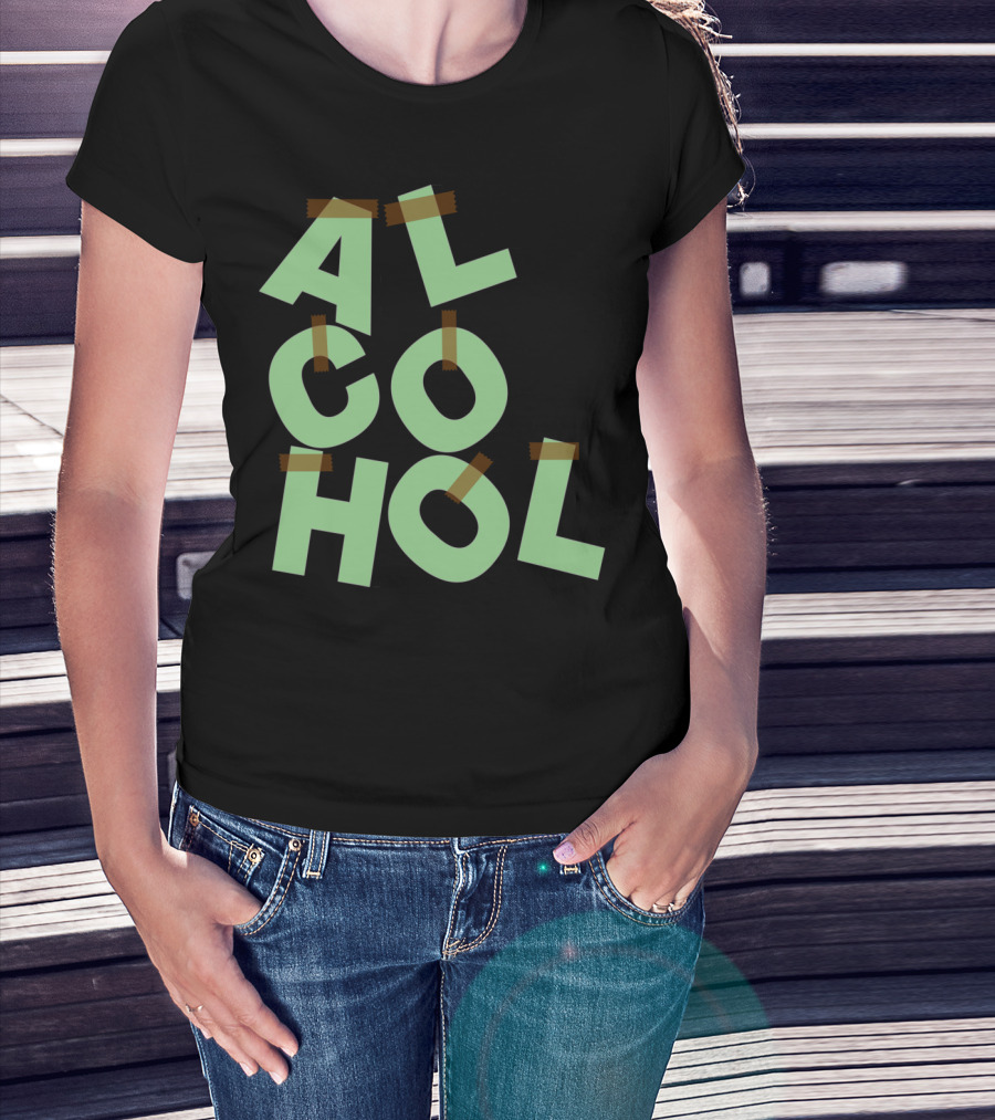 ALCOHOL Letters Secured With Tape T-Shirt