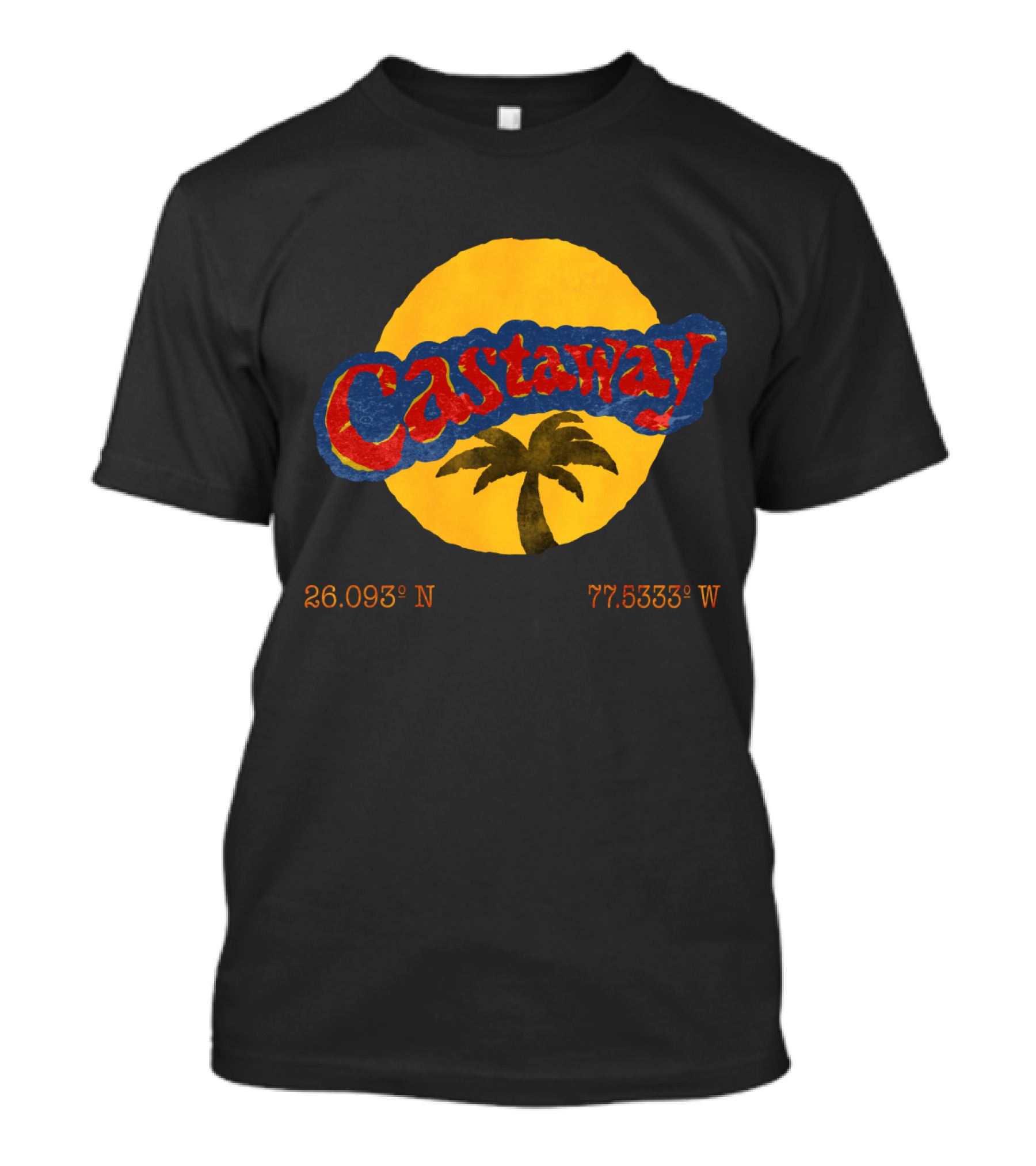Castaway 26.093° N 77.5333° W Palm Sunset T-Shirt