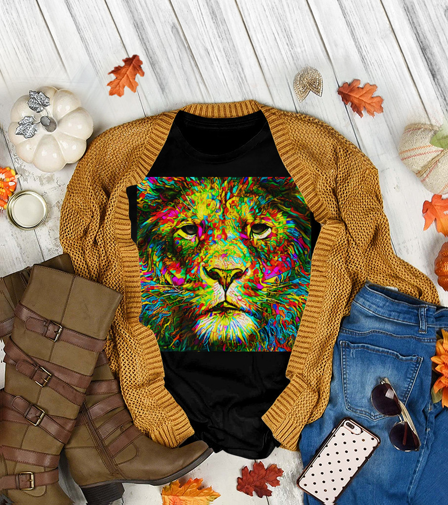 Leoninus Rex Psychedelic Lion Vibrant Colorful T-Shirt