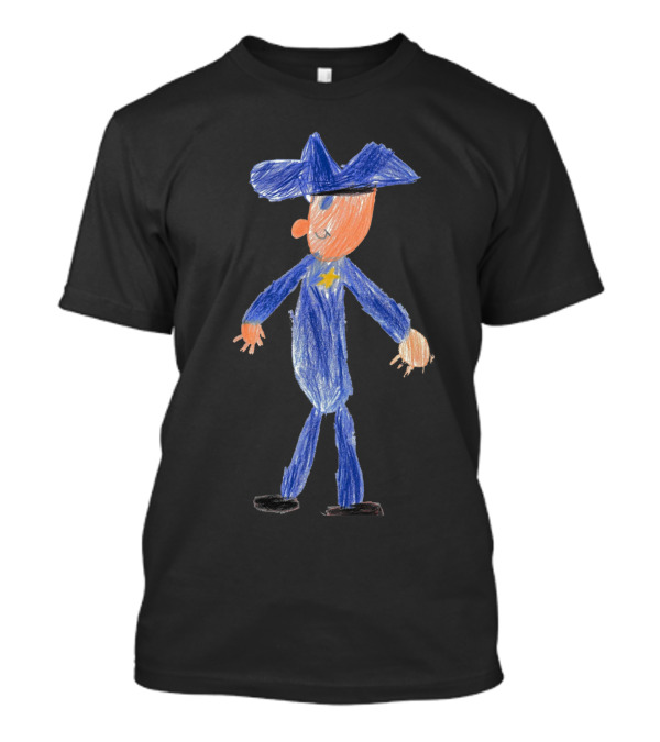 Sheriff Blue Uniform Star Badge Drawing T-Shirt