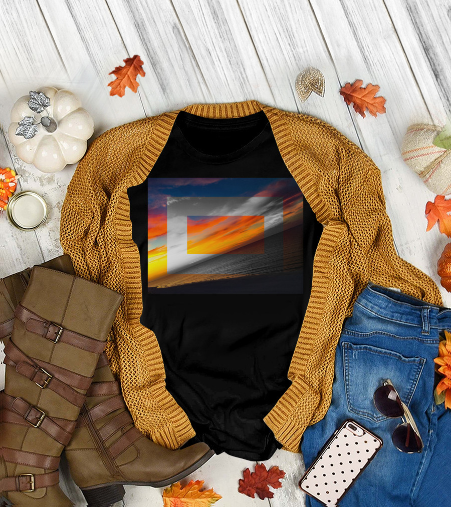Destinscape 001 Sunset Horizon Geometric Layers Visual Effect T-Shirt