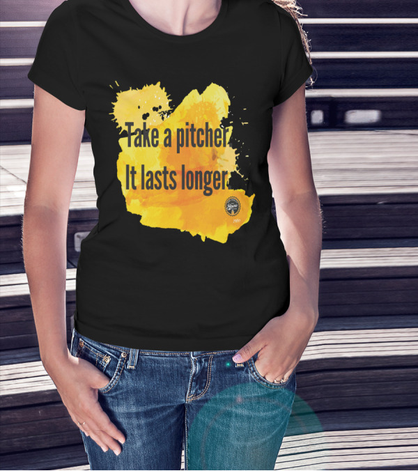 Take A Pitcher It Lasts Longer Yellow Watercolor Background T-Shirt