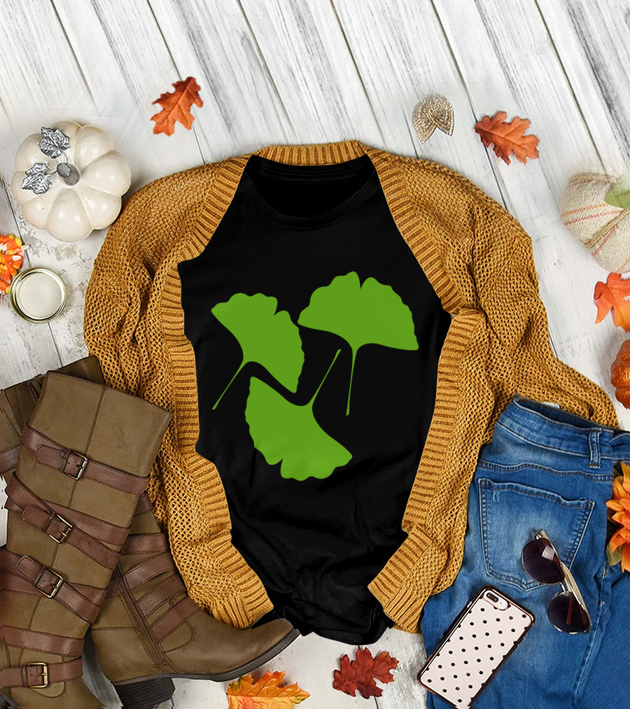 Ginkgo Leaves Trio in Vibrant Green T-Shirt