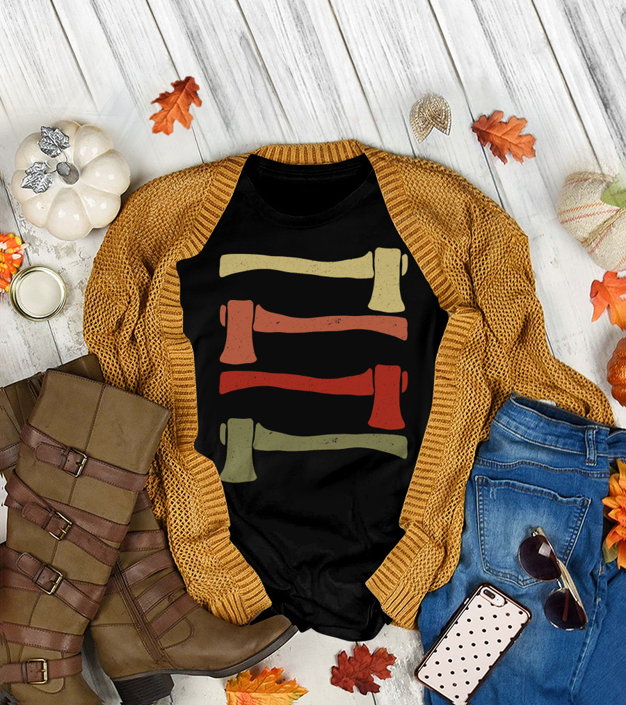 Axe Lumberjack Woodwork Vintage Four-Axe Display T-Shirt