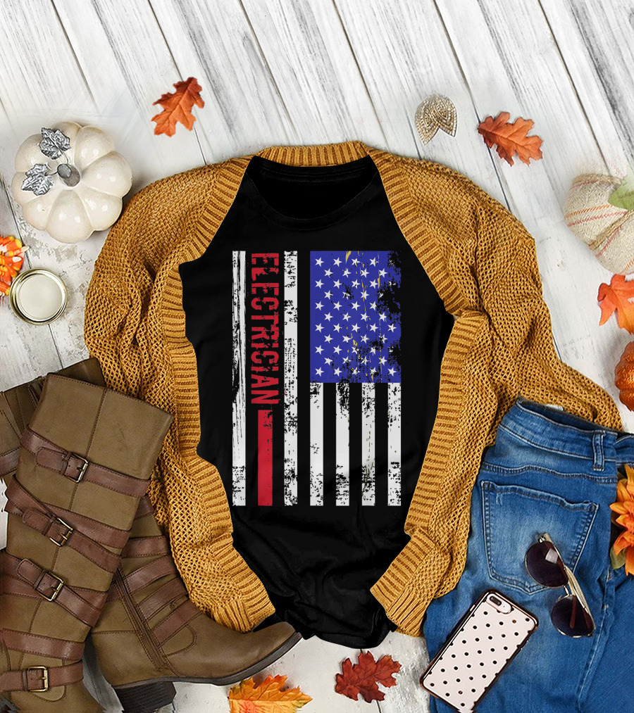 Electrician American Flag T-Shirt