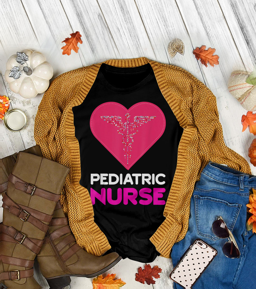 Pediatric Nurse Heart Caduceus T-Shirt