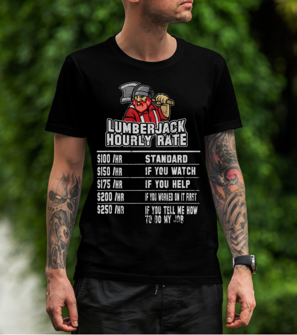 Lumberjack Hourly Rate Funny Woodwork Pricing Standard Watch Help T-Shirt