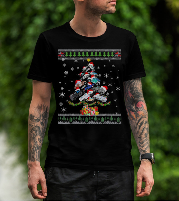 Funny Police Officer Lovers Christmas Tree Snowflakes Santa Hats T-Shirt