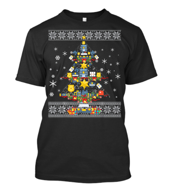 Christmas Police Badge Snowflake Star Ugly Xmas T-Shirt