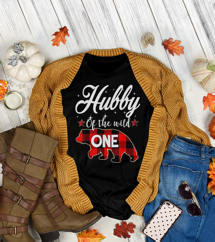 Hubby of the Wild One Plaid Bear T-Shirt