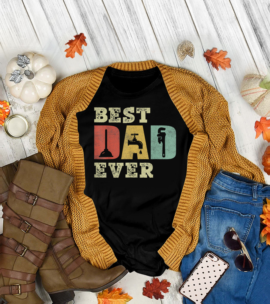 Best Dad Ever Plumber Tools Vintage T-Shirt