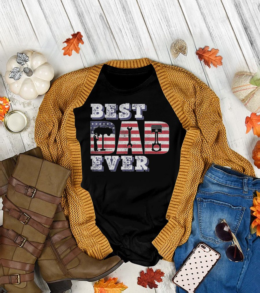 Best Dad Ever American Mechanic Pride T-Shirt