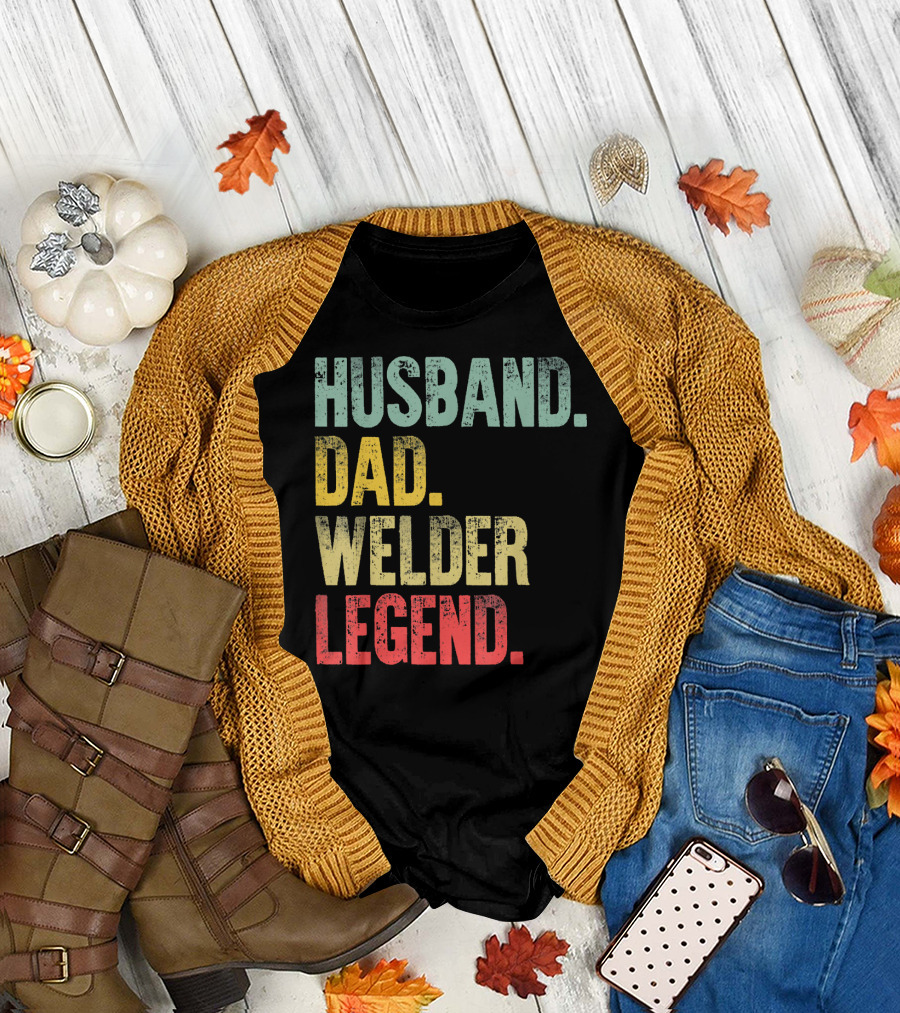 Husband Dad Welder Legend Vintage Funny Mens T-Shirt