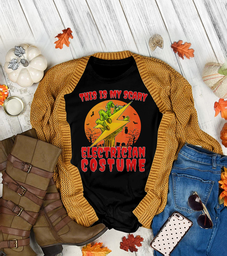This Is My Scary Electrician Costume Halloween Zombie Lightning T-Shirt