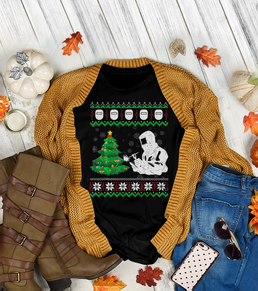 Merry Welder Christmas Tree Welding Ugly T-Shirt