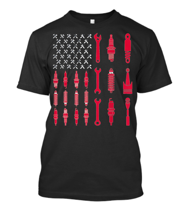 Mechanic Patriotic USA Tools And Spark Plugs T-Shirt
