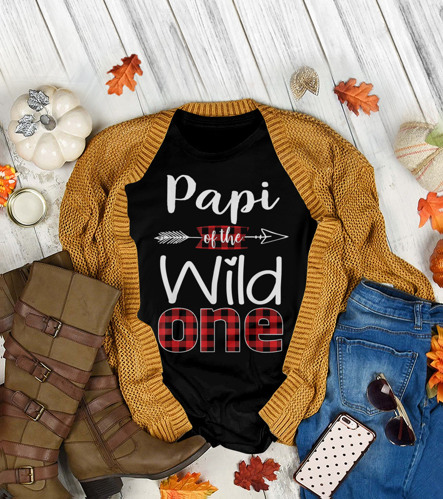Papi Of The Wild One Plaid Arrow Lumberjack T-Shirt