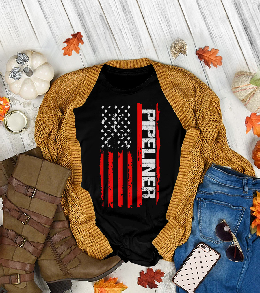 Pipeliner Bold American Flag Welder Pipeline Pride T-Shirt