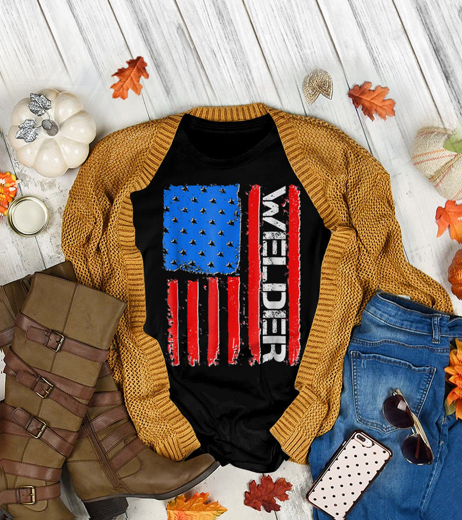 Proud American Welder US Flag Welder T-Shirt