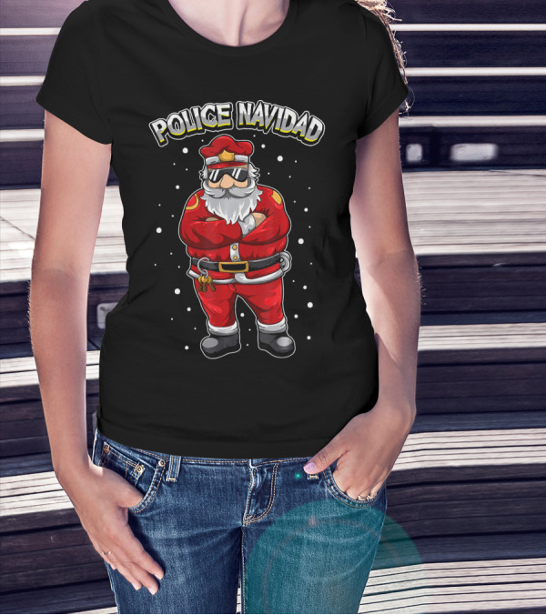 Police Navidad Felize Navidad Merry Santa Claus Christmas T-Shirt