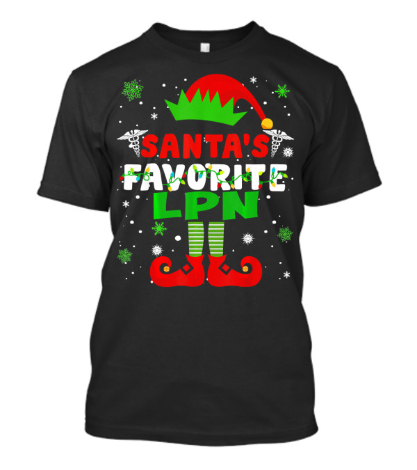 Santa's Favorite LPN Christmas Elf Snowflakes Licensed Practi T-Shirt
