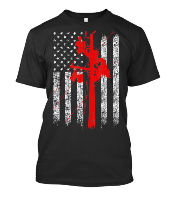 American Flag Lineman Grunge T-Shirt
