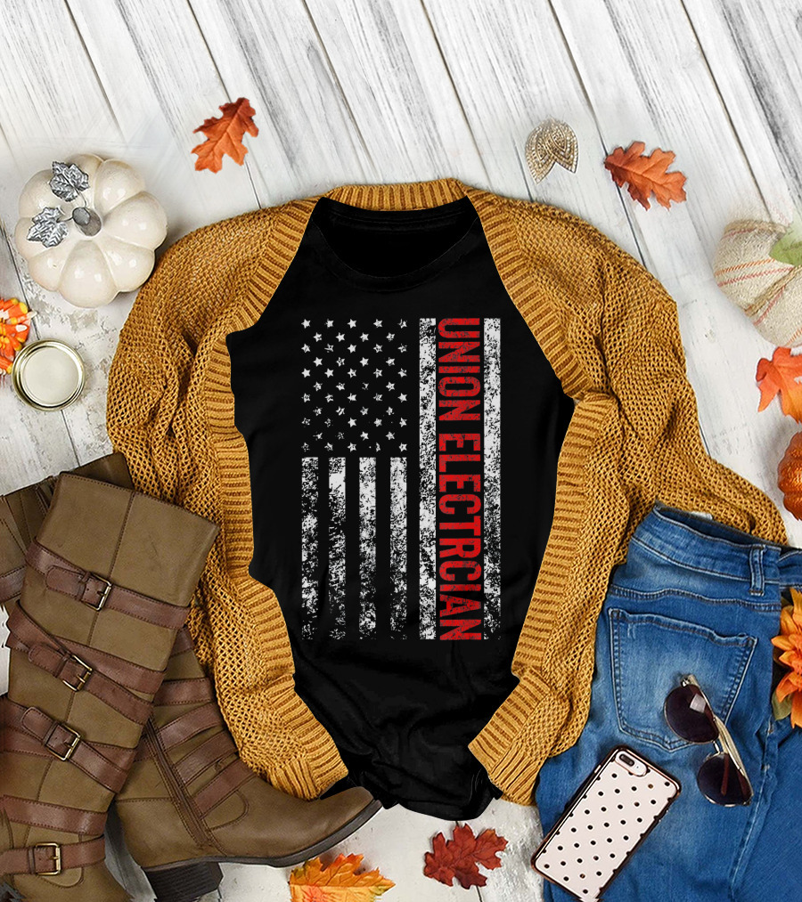 Union Electrician American Flag T-Shirt