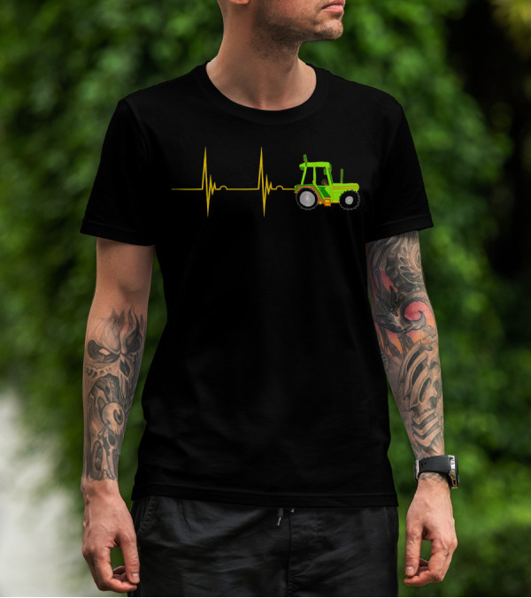 Tractor Farmer Operator Heartbeat EKG Pulse T-Shirt