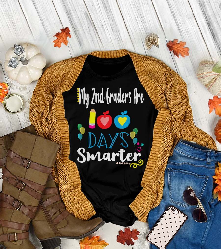 My 2nd Graders Are 100 Days Smarter Balloons Apples Pencil T-Shirt