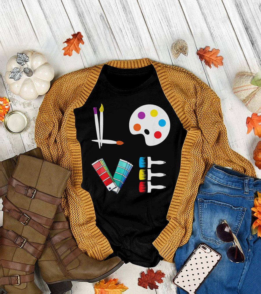 ART LOVE Pallate Paintbrush Great TEACHER De T-Shirt